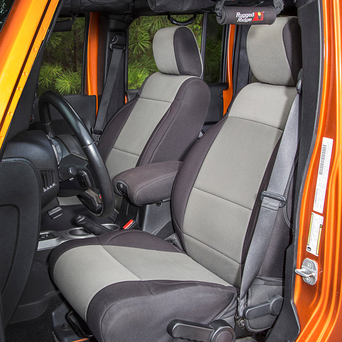 Rugged Ridge Seat Cover Kit | Black/Gray; 2 Door | Jeep Wrangler JK (2007-2010) | P/N 13294.09