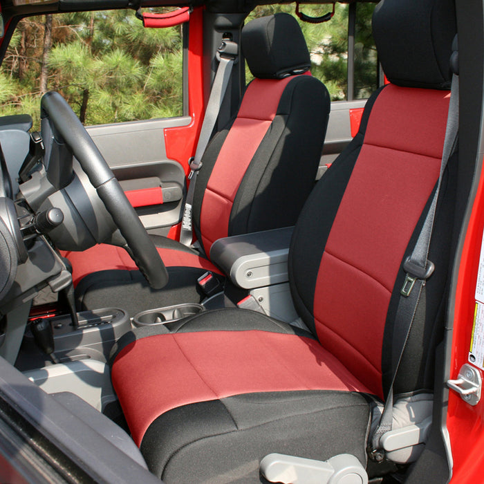 Rugged Ridge Seat Cover Kit | Black/Red; 4 Door | Jeep Wrangler Unlimited JKU (2007-2010) | P/N 13295.53