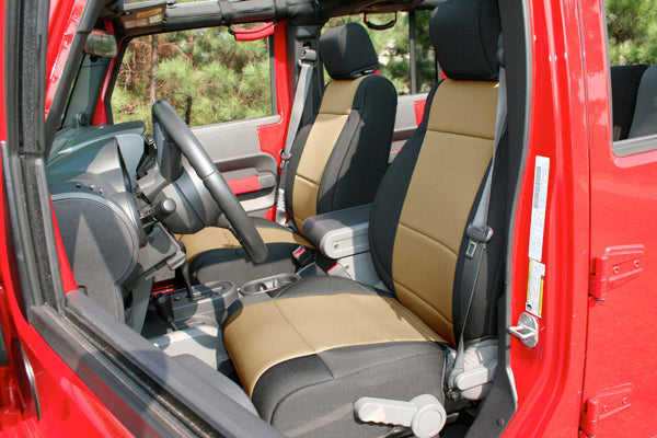 Rugged Ridge Seat Cover Kit | Black/Tan; 4 Door | Jeep Wrangler Unlimited JKU (2011-2018) | P/N 13297.04