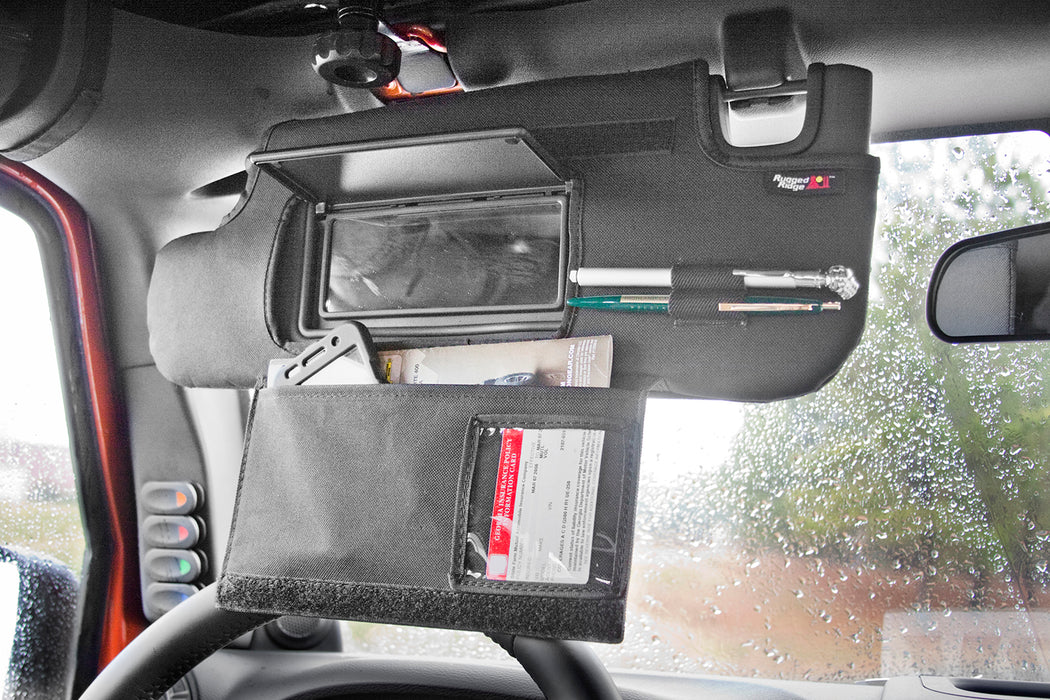 Rugged Ridge 13305.08 Sun Visor Organizer Kit, Black; 10-18 Jeep Wrangler JK