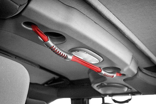 Rugged Ridge Grab Strap | Rear, Dual, Red | Jeep Wrangler JKU (2007-2018) | P/N 13305.13
