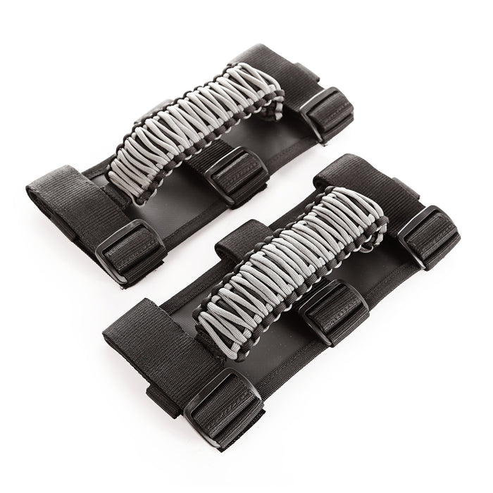 Rugged Ridge Grab Handle Kit | Paracord, Gray/Black | Jeep CJ/Wrangler/Gladiator (1955-2021) | P/N 13505.32