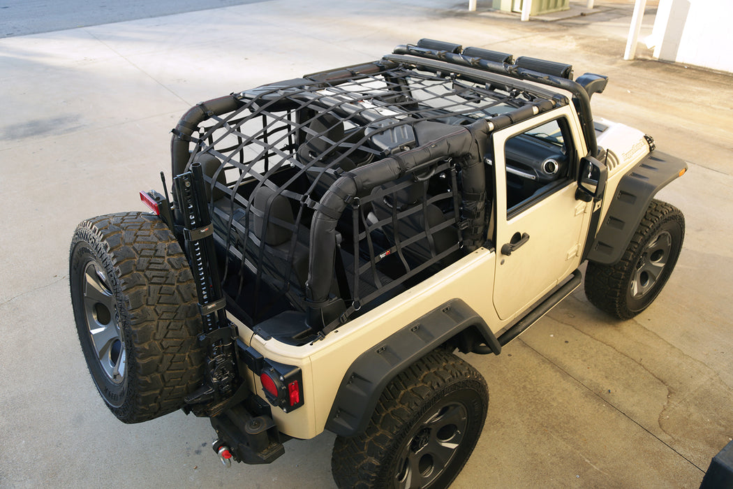Rugged Ridge 13552.7 This black Cargo Net from Rugged Ridge fits 07-18 Jeep 2-door Wrangler.