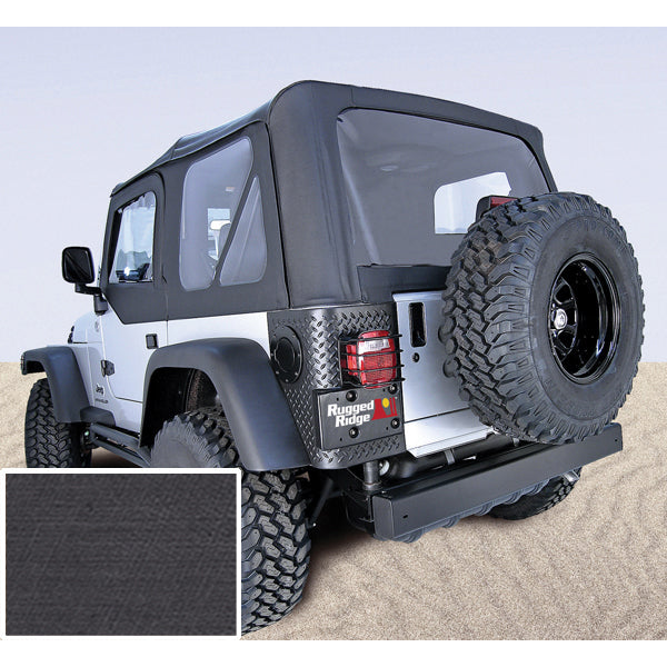 Rugged Ridge 13703.15 Soft Top, Door Skins, Black, Clear Windows; 97-02 Jeep Wrangler TJ