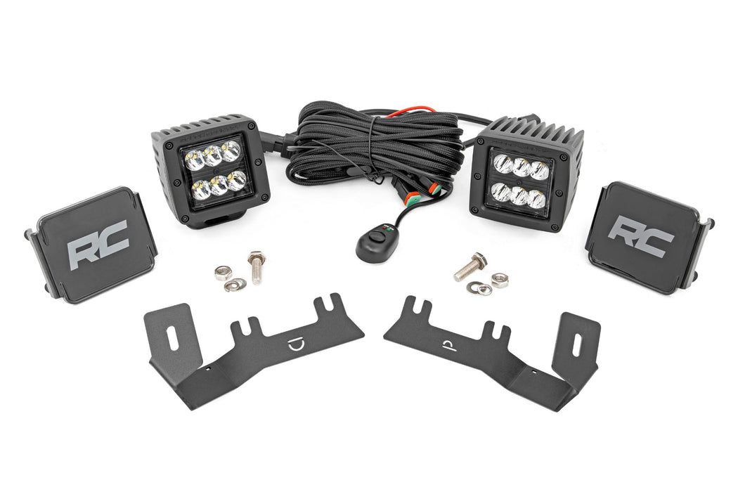 Rough Country LED Ditch Light Kit, 2in Black Pair, Spot, Chevy/GMC 1500 (2014-2018 & Classic)