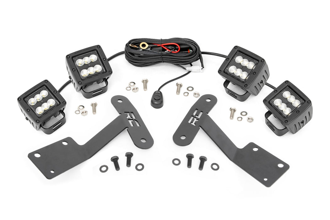 LED Light Kit - Ditch Mount - Dual 2 inch Black Pairs - Flood - Toyota Tundra (14-21)