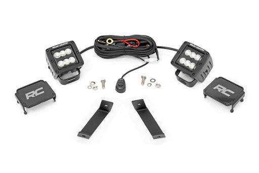 Rough Country LED Light Kit, Ditch Mount, 2" Black Pair, Flood, Jeep Cherokee KL (2014-2021)