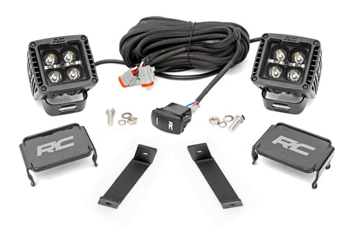 Rough Country LED Light Kit, Ditch Mount, 2" Black Pair, Amber DRL, Jeep Cherokee KL (2014-2021)
