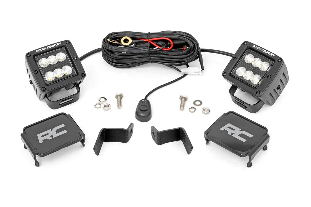Rough Country LED Light Kit - Ditch Mount - 2" Black Pair - Flood | Ford F-150 (15-25)/F-150 Lightning (22-25)