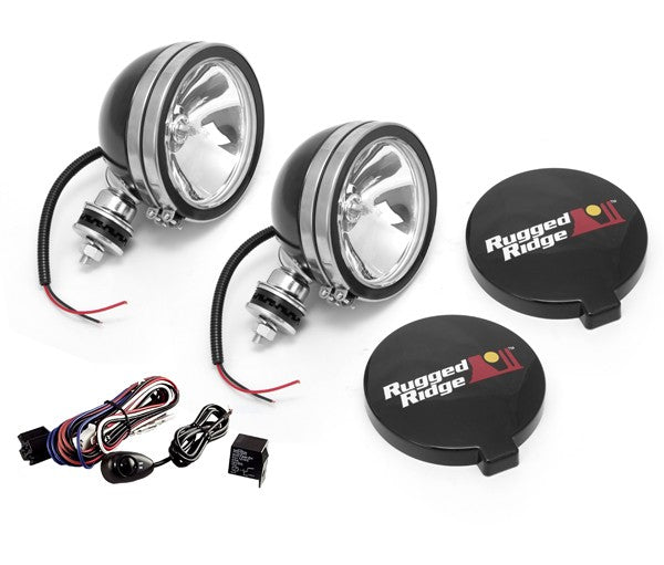 Rugged Ridge Light Kit | Halogen, 6 Inch, Black, Steel Housing, 2 Piece | P/N 15207.51