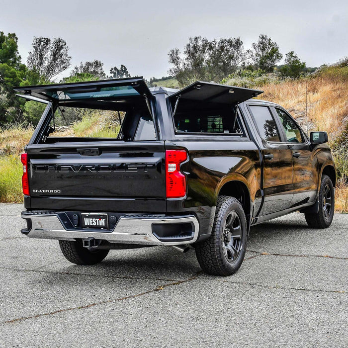 Westin EXP Truck Cap with Solid Front Glass Matte Black | Chevy Silverado 1500 (2019-2026)/GMC Sierra 1500 (2019-2026) | P/N 16-13955, view 12