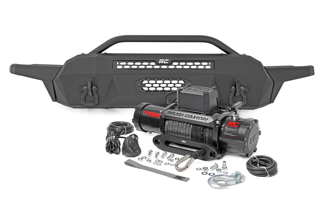 Rough Country Front Bumper - High Clearance - 12000-Lb Pro Series Winch | Synthetic Rope Toyota Tacoma 4WD (16-23)