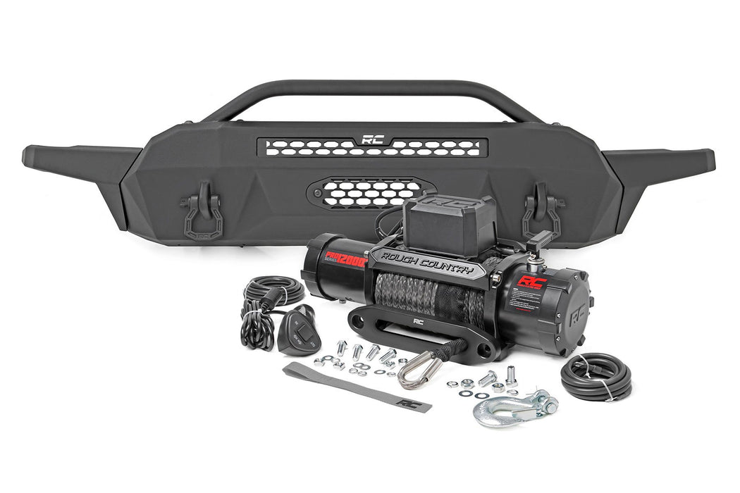 Rough Country Front Bumper - High Clearance - 12000-Lb Pro Series Winch | Synthetic Rope Toyota Tacoma 4WD (16-23)