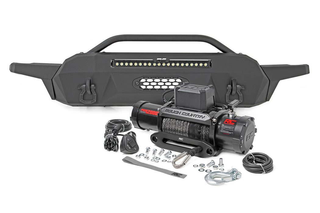 Rough Country Front Bumper - Hybrid - 20" Blk White DRL LED | Toyota Tacoma 2WD/4WD (16-23)