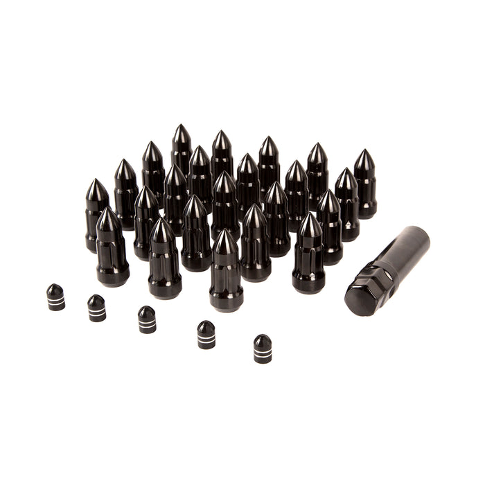 Rugged Ridge Wheel Lug Nut/Valve Stem Cap Kit | Bullet Style, Black | P/N 16715.27