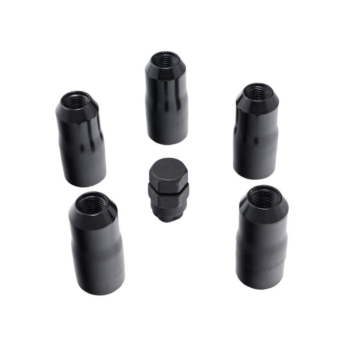Rugged Ridge Wheel Lock Nut Set | 5 Nuts w/Key, Black, M14-1.5 | P/N 16715.34