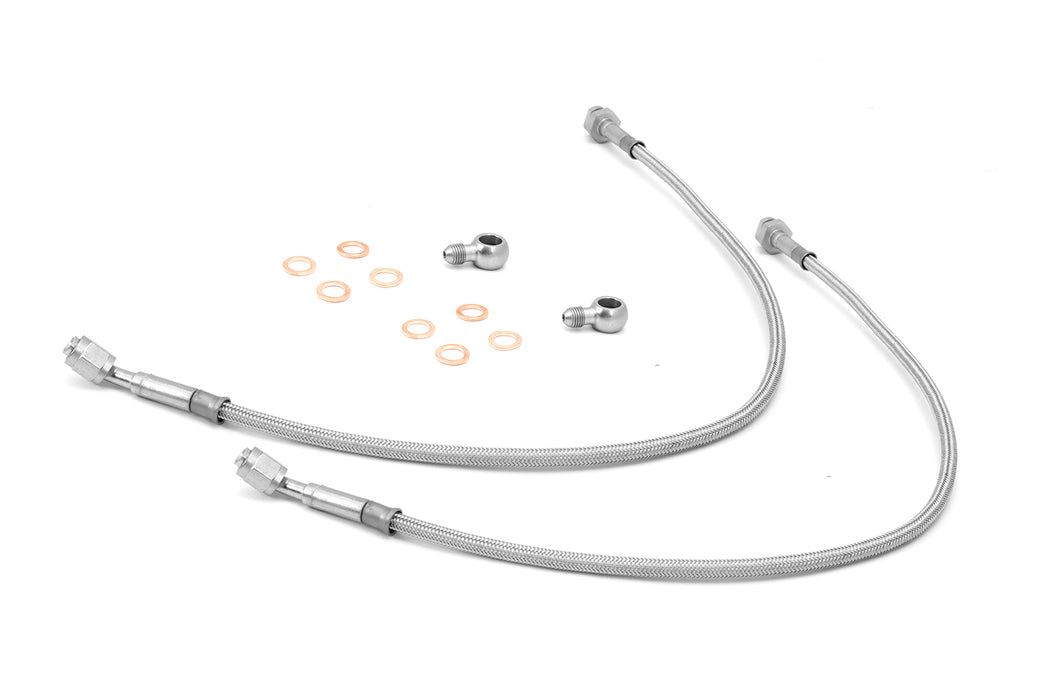 Rugged Ridge Brake Hose Kit | Front, Stainless Steel | Jeep Wrangler TJ (1997-2006) | P/N 16734.08