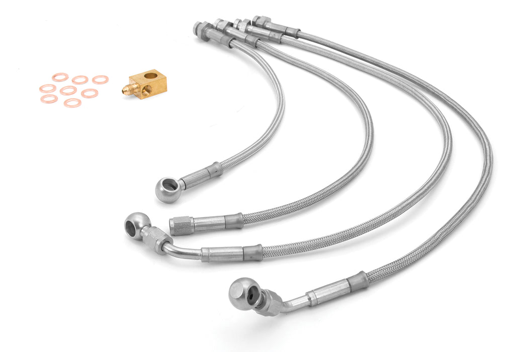 Rugged Ridge Brake Hose Kit | Braided Stainless Steel | Jeep Wrangler JK (2007-2018) | P/N 16734.1