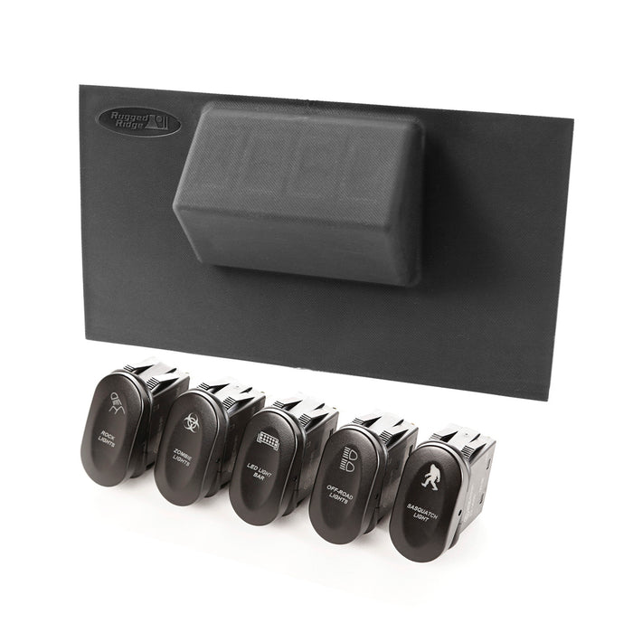 Rugged Ridge Switch Panel Kit | Lower, 4 Etched Switches | Jeep Wrangler JK (2007-2010) | P/N 17235.72