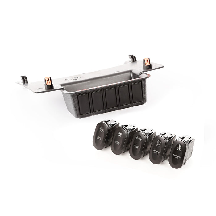 Rugged Ridge Switch Panel Kit | Lower, 5 Etched Switches | Jeep Wrangler JK (2011-2018) | P/N 17235.73