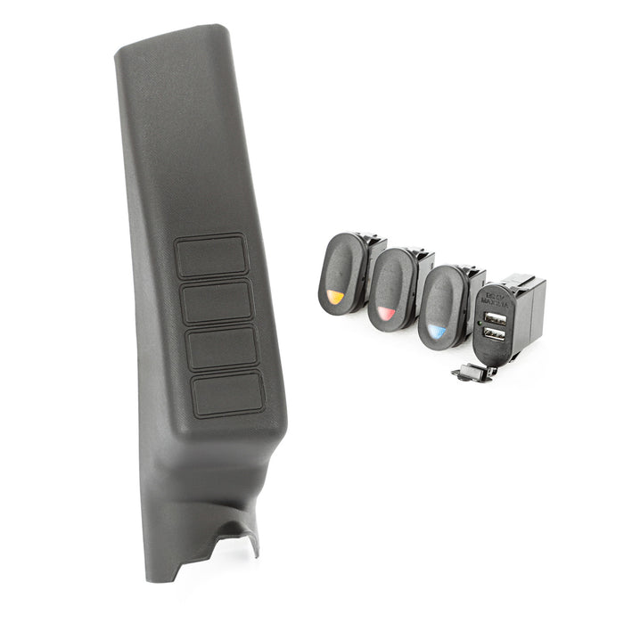 Rugged Ridge Switch Pod Kit | A-Pillar, 3 Switch, Dual USB Connector | JK/JKU (2011-2018) | P/N 17235.98