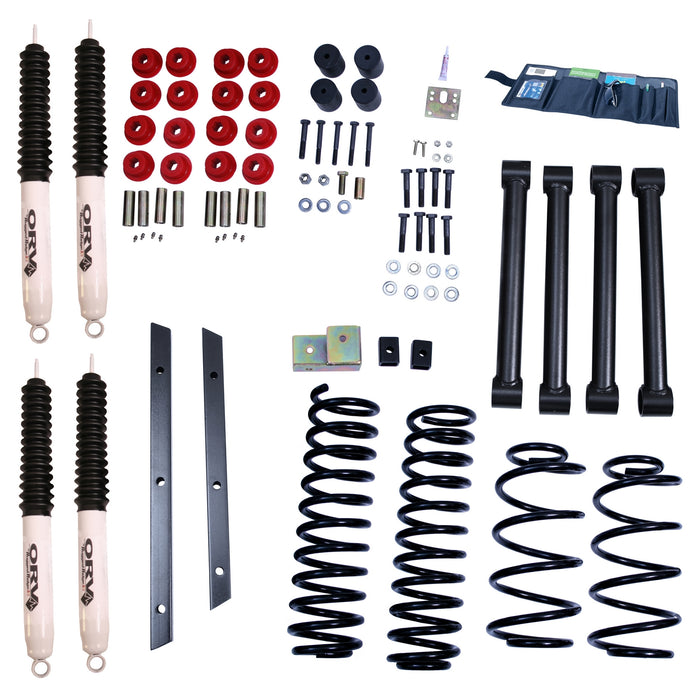 Rugged Ridge 18415.3 This 2 inch lift kit from Rugged Ridge fits 97-02 Jeep Wrangler TJ.