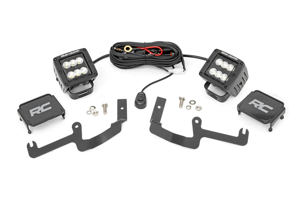 LED Light Kit - Ditch Mount - 2 inch Black Pair - Flood - Chevy Silverado 1500 (19-24)