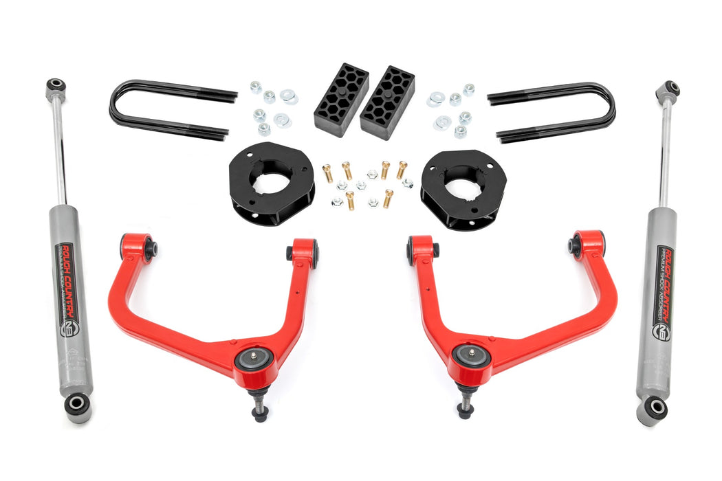 Rough Country 3.5 Inch Lift Kit - Rear Mono Leaf | Chevy Silverado 1500 2WD/4WD (2025) | P/N 28230RED_A