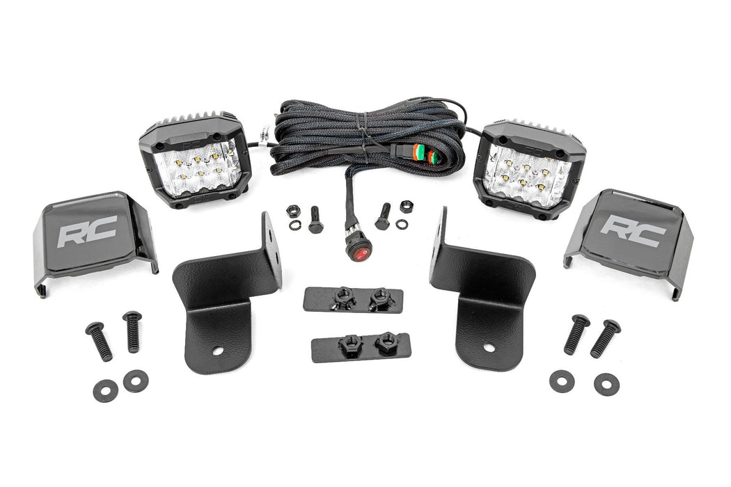 Rough Country LED Light Kit - Rear Mount - 2" Chrome Pair - Wide Angle | Polaris Ranger XP 1000
