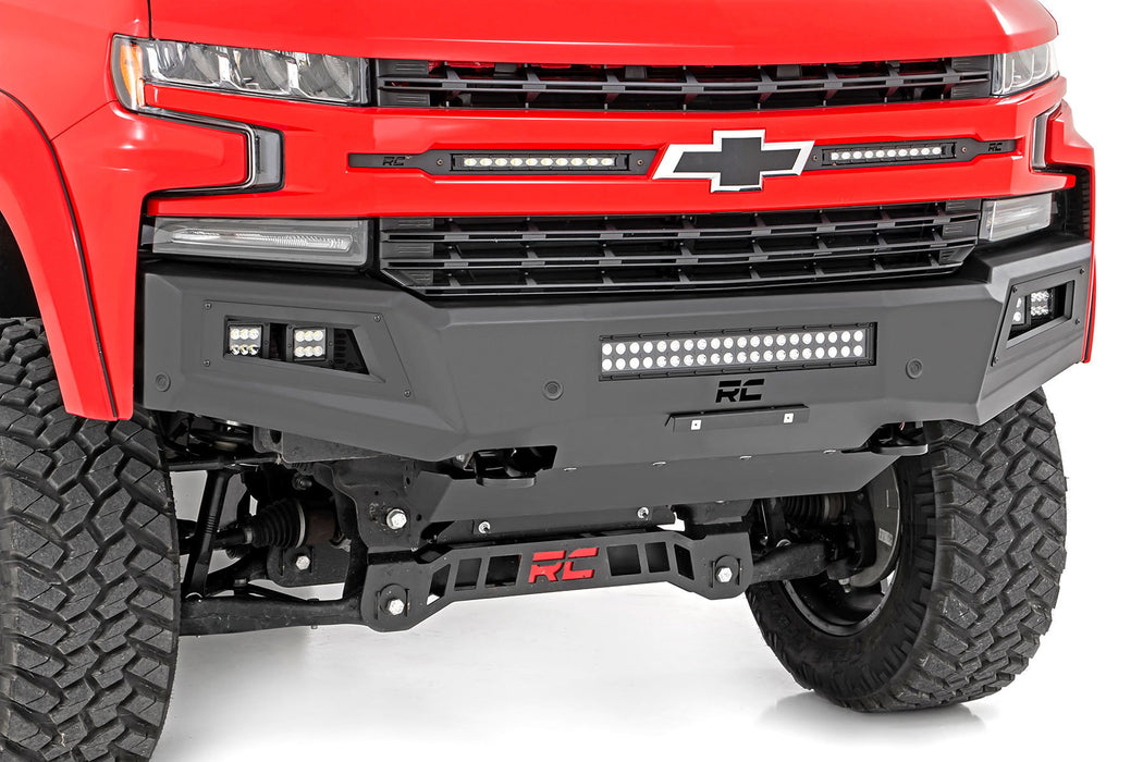 Rough Country High Clearance Front Bumper - LED Lights &amp; Skid Plate | Chevy Silverado 1500 (19-22)