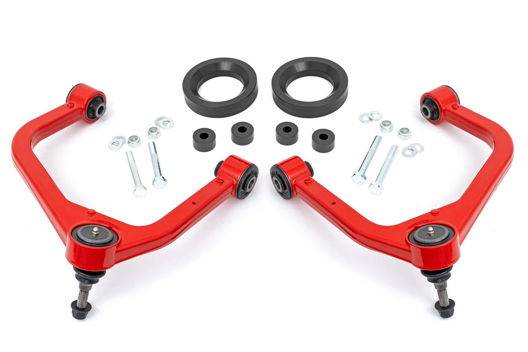 Rough Country 1.75 Inch Leveling Kit, Forged Red UCA, AT4, GMC Sierra 1500 4WD (2019-2024)