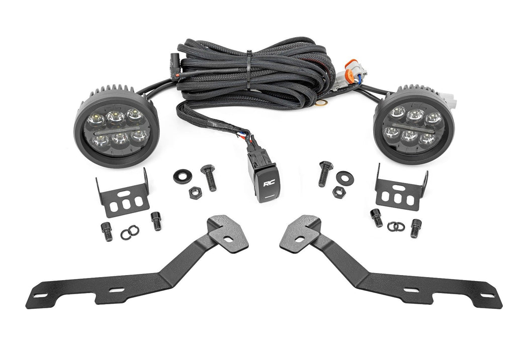 Rough Country LED Light Kit - Ditch Mount - Black Series Round - 3.5 Inch - Amber DRL | Ram 1500 (19-25)