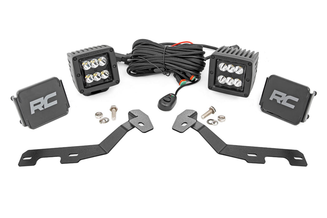 Rough Country LED Light Kit - Ditch Mount - 2" Black Pair - Spot | Ram 1500 2WD/4WD (19-25)