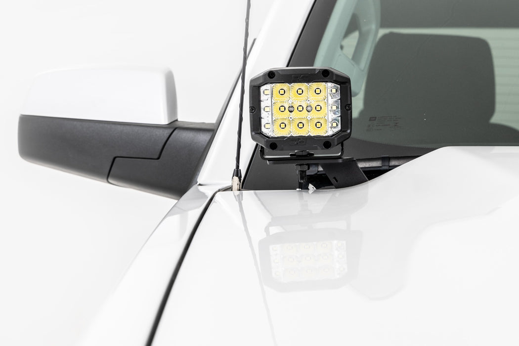 Rough Country LED Ditch Light Kit - 2in Black Pair - Amber DRL | Chevy/GMC 1500 (14-18 &amp; Classic)
