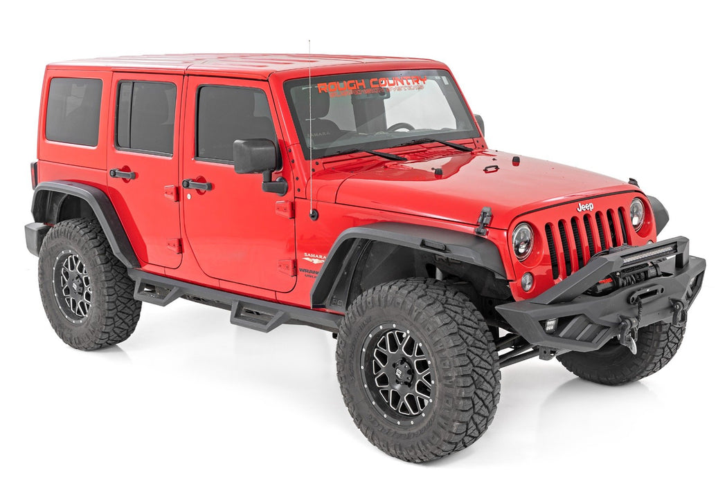 Rough Country High Clearance LED Flat Fender Flare Kit - UV Treated | Jeep Wrangler JK (07-18)