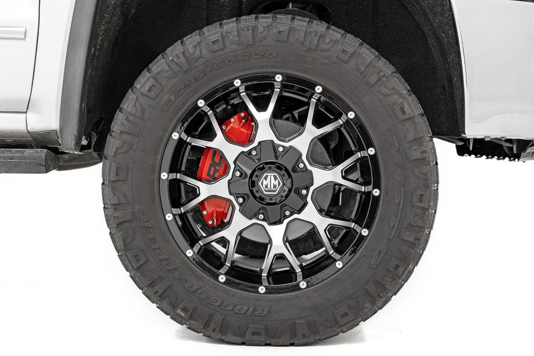 Rough Country Caliper Covers, Front and Rear, Red, Chevy/GMC 1500 (2014-2018 & Classic), view 3