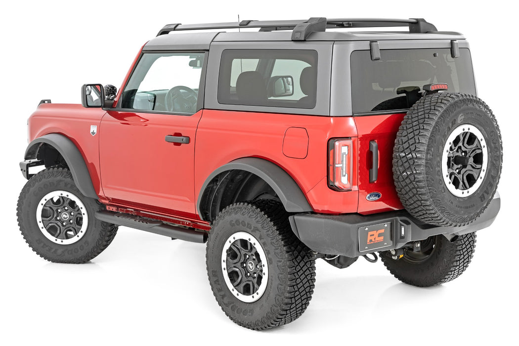 Rough Country Oval Nerf Steps - 2-Door - Black | Ford Bronco (2 Door) 4WD (2021-2025)