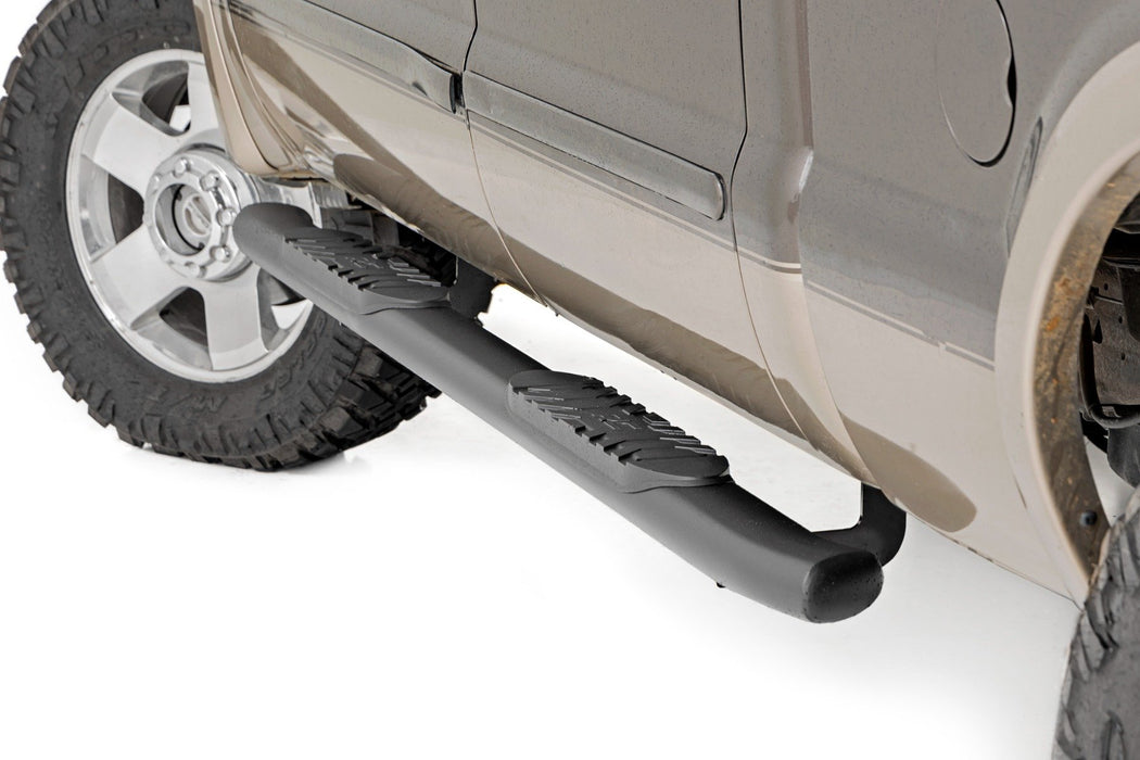 Rough Country Oval Nerf Step - Crew Cab - Black | Ford F-250/F-350 Super Duty (99-16)