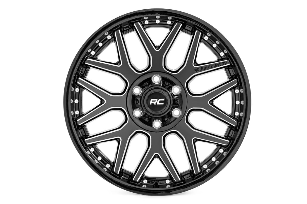 Rough Country 95 Series Wheel/Machined One-Piece/Gloss Black/20x10/8x170/-19mm