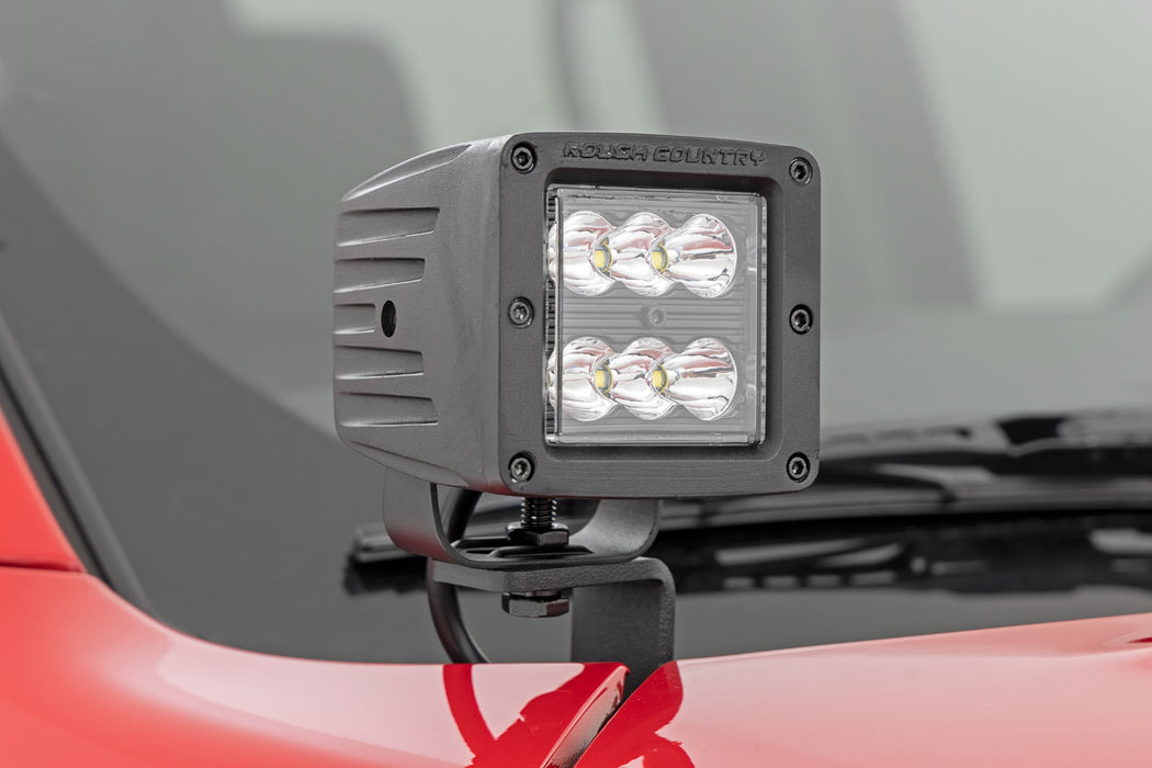 Rough Country LED Light Kit - Ditch Mount - 2" Black Pair - Spot | Nissan Frontier (22-25)