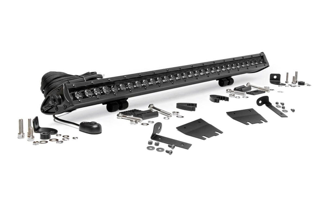 Rough Country LED Light Kit, Hood Mount, 30" Black Single Row, Jeep Gladiator JT/Wrangler JL (2018-2025)