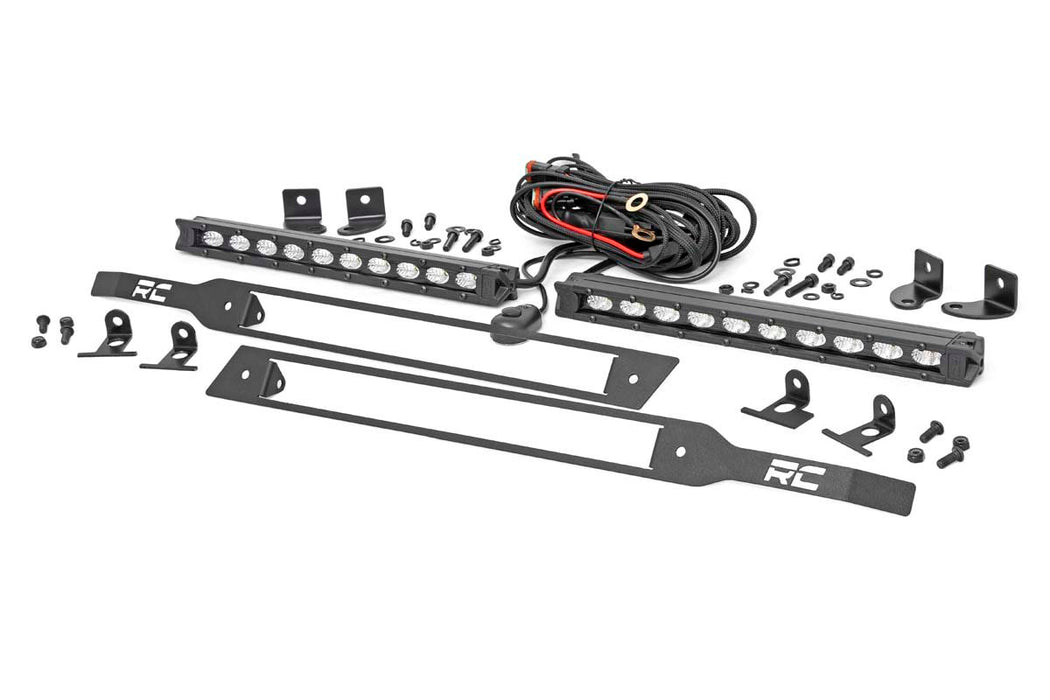 LED Light Kit - Grille Mount - 10 inch Black Slimline Pair - Chevy Silverado 1500 (19-22)