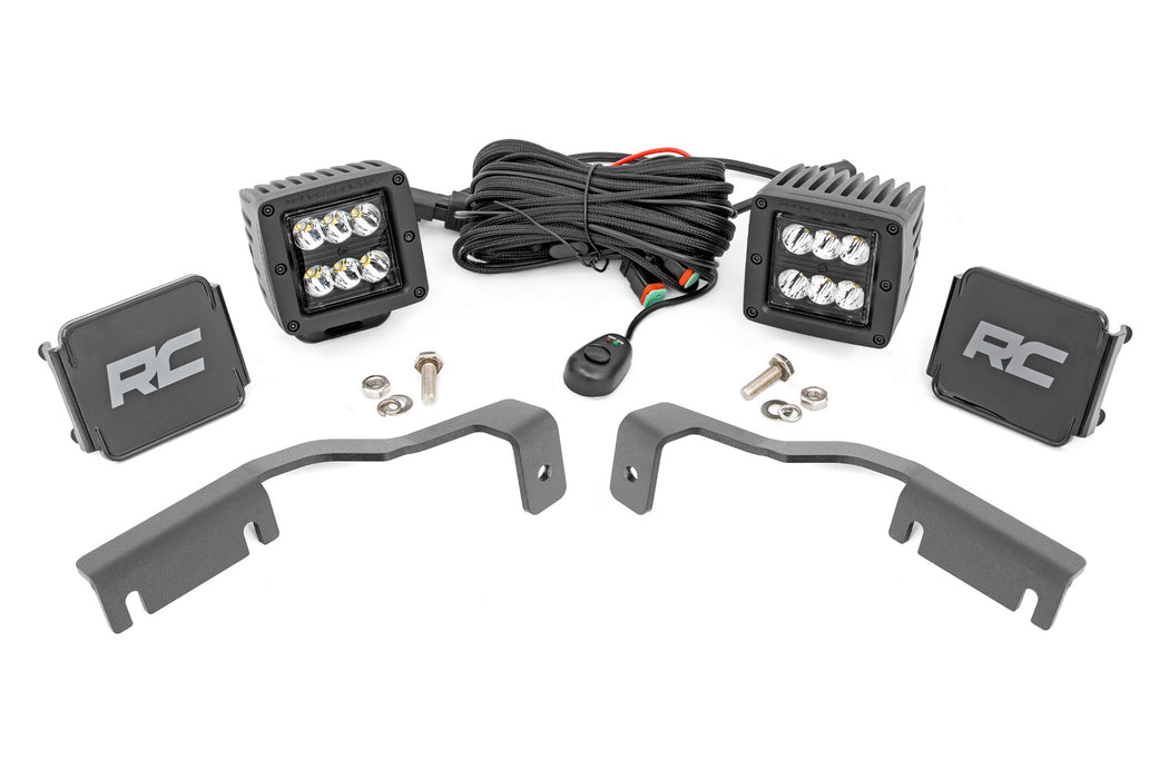 Rough Country LED Light Kit - Ditch Mount - 2" Black Pair - Spot | Nissan Frontier (22-25)
