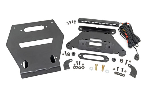 Rough Country LED Light, Winch Mount, Front, 10" Black Slimline, Polaris RZR Pro R