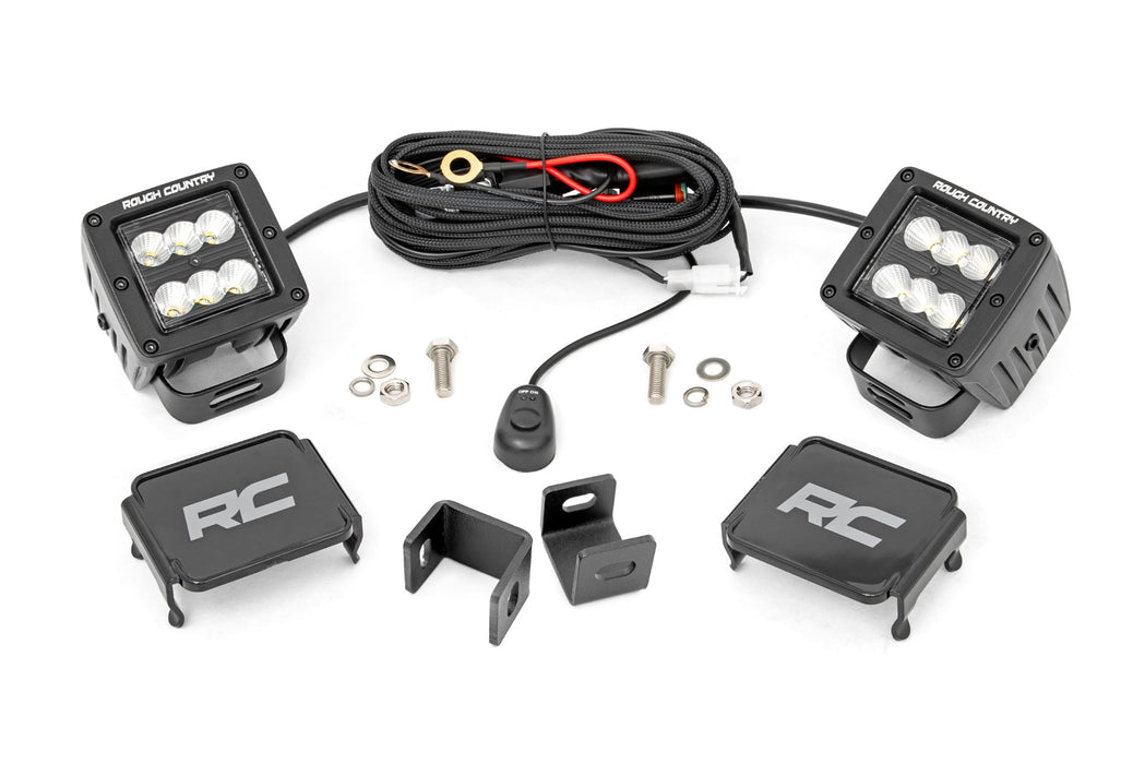 Rough Country LED Light Kit - Ditch Mount - 2" Black Pair - Flood | Toyota Tundra (22-25)