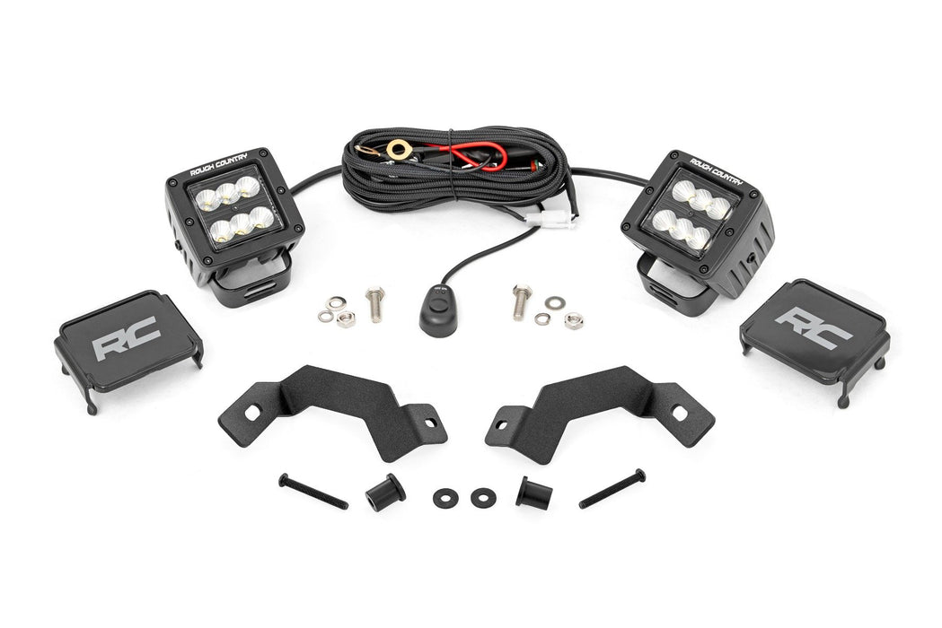 Rough Country LED Light Kit - Ditch Mount - 2" Black Pair - Flood | Toyota Land Cruiser (24-25)