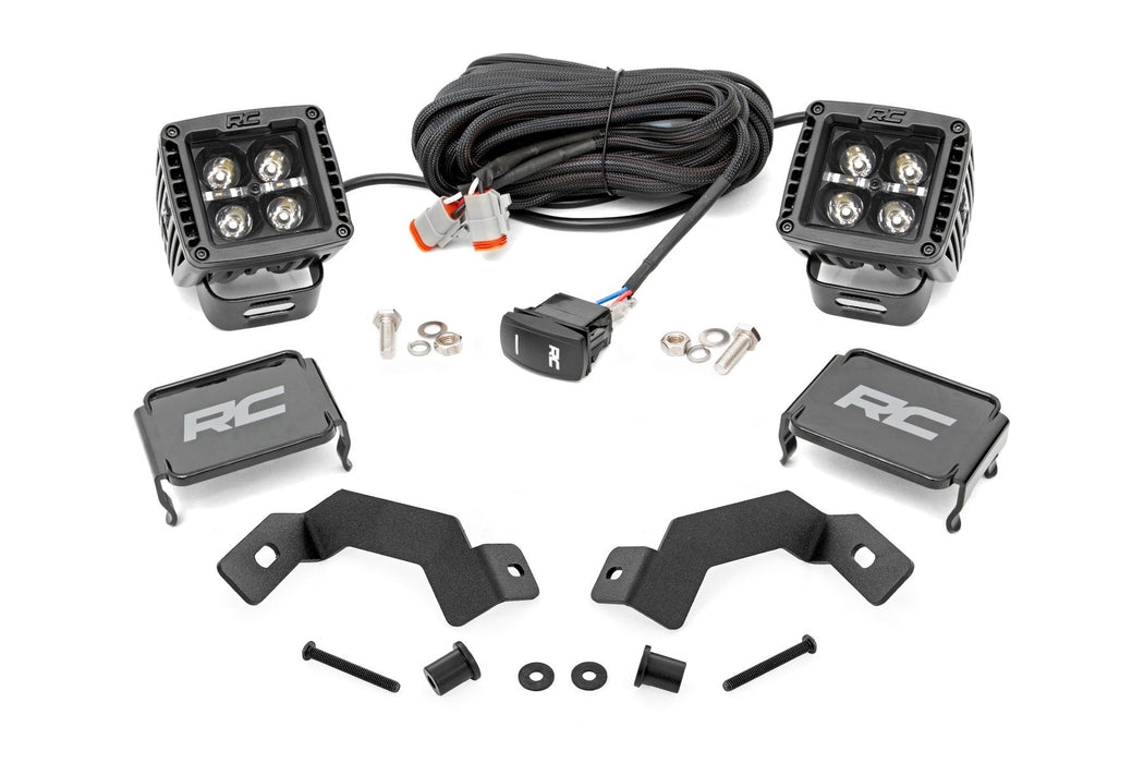 Rough Country LED Light Kit - Ditch Mount - 2" Black Pair - White DRL | Toyota Land Cruiser (24-25)