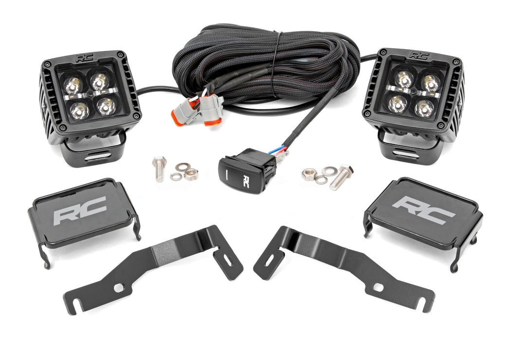 Rough Country LED Light Kit - Ditch Mount - 2" Black Pair - Amber DRL | Toyota Tacoma (24-25) | P/N 72104