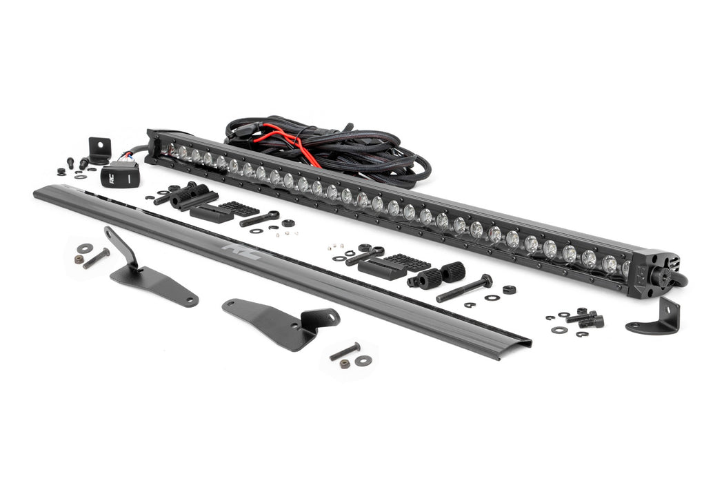 Rough Country 30" Single Row Light Mount - Front - Black Series - White DRL | Polaris RZR Turbo R