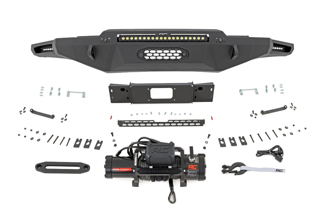 Rough Country Hybrid Front Bumper - 12000S - Blk LED w/ Amber DRL | Toyota Tundra (22-25)